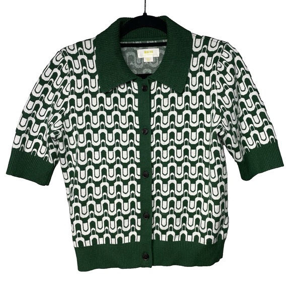 Anthropologie Maeve Kinsley Collared Cropped Cardigan Sweater Women's Small - Picture 1 of 6